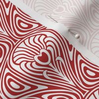 Red Nouveau Swirls on White