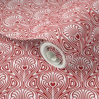 Red Nouveau Swirls on White