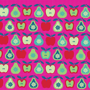 PEARS AND APPLES (HOT PINK BKG)