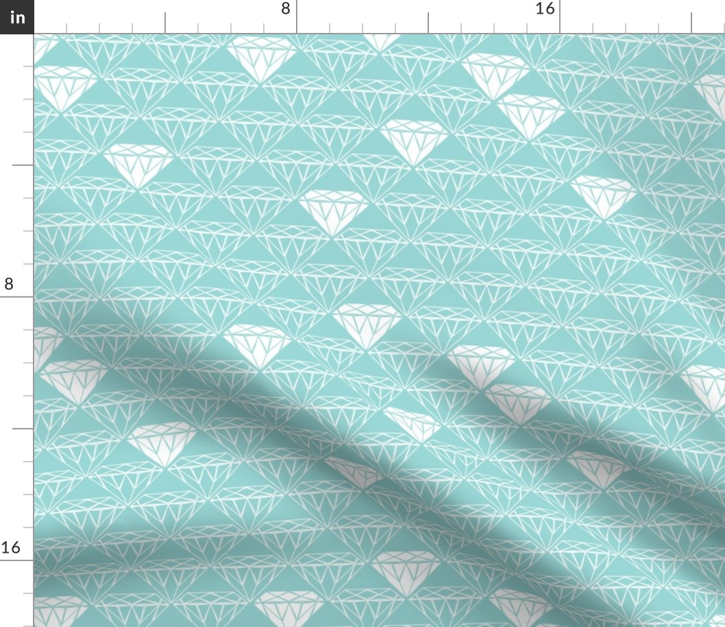 white line diamonds on aqua