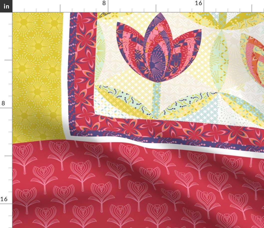 hexagon block tulip cheater quilt - cot size