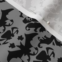 Skull Damask Grey/Black  