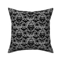 Skull Damask Grey/Black  