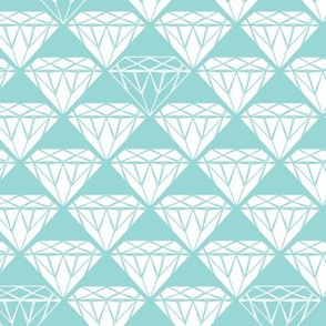 white facet diamonds on aqua