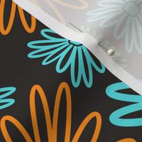 Mid-century colorful line flowers