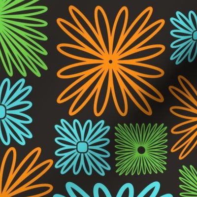 Mid-century colorful line flowers