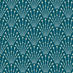 art deco beads_yellow on teal blue