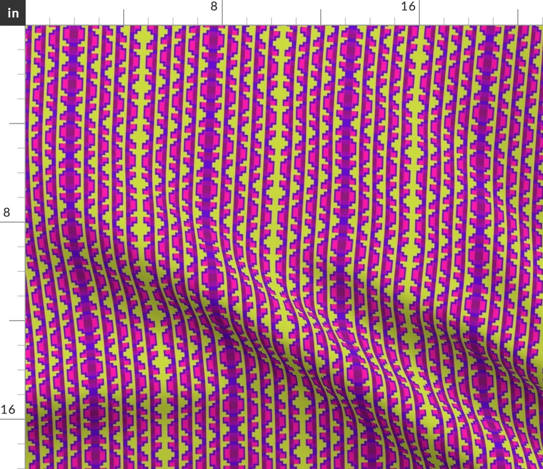 Folk Art Stripe 3   -Blue Violet, Strawberry, and Purple on Soft Lime