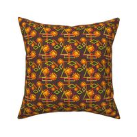 Stylized Summer Sun on Dark Brown Small