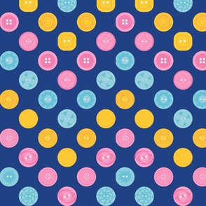 Vintage Buttons Zig Zag Polka Dots (Blue)