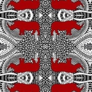 Red Rhino Doodle small mirror repeat