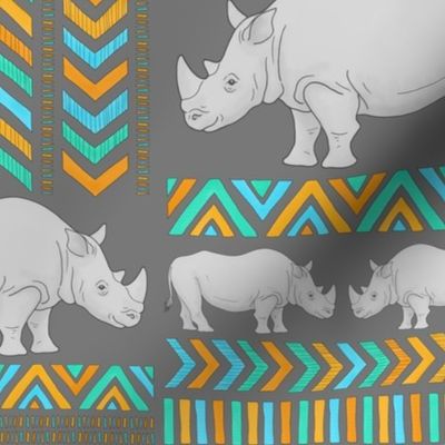 Tribal Rhinos - larger scale