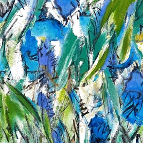 Blue Cornflower Oversize Repeat Watercolor