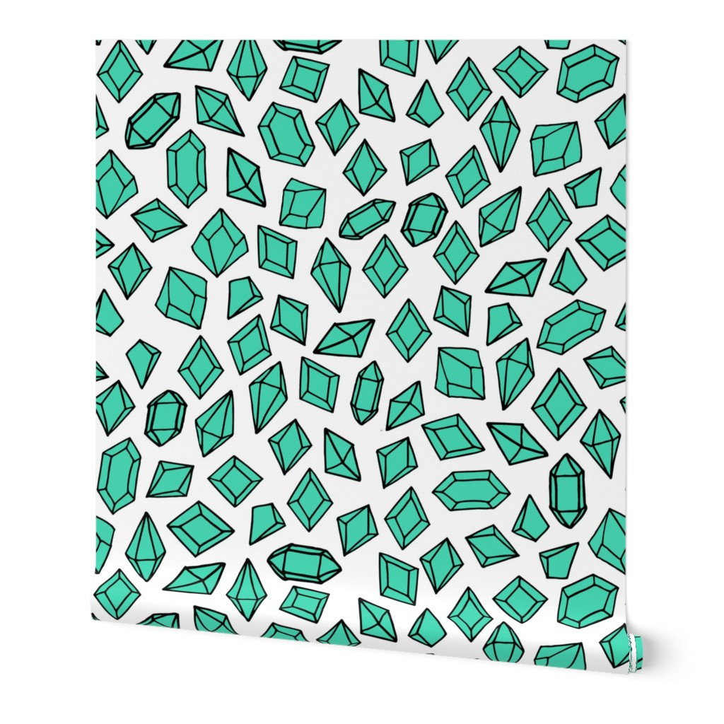 crystals // gem gemstones geode fabric light green bright design andrea lauren fabric