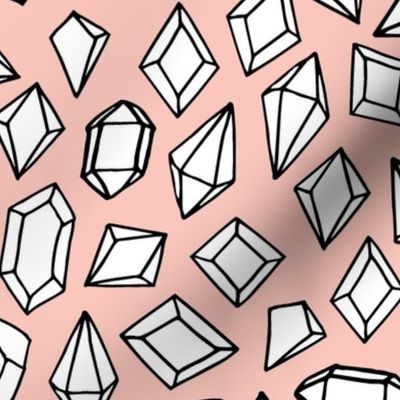 crystals // pink gems fabric gemstones geodes design pink pastel geodesic design