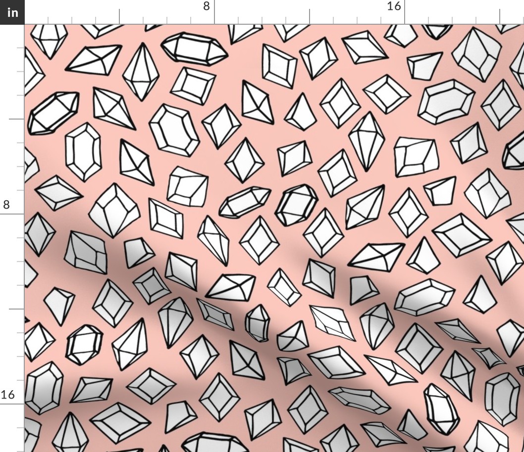 crystals // pink gems fabric gemstones geodes design pink pastel geodesic design