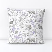 Spring Woodland Toile (purple white/linen) LRG 