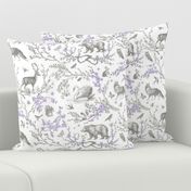 Spring Woodland Toile (purple white/linen) LRG 