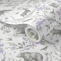 Spring Woodland Toile (purple white/linen) LRG 