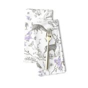 Spring Woodland Toile (purple white/linen) LRG 