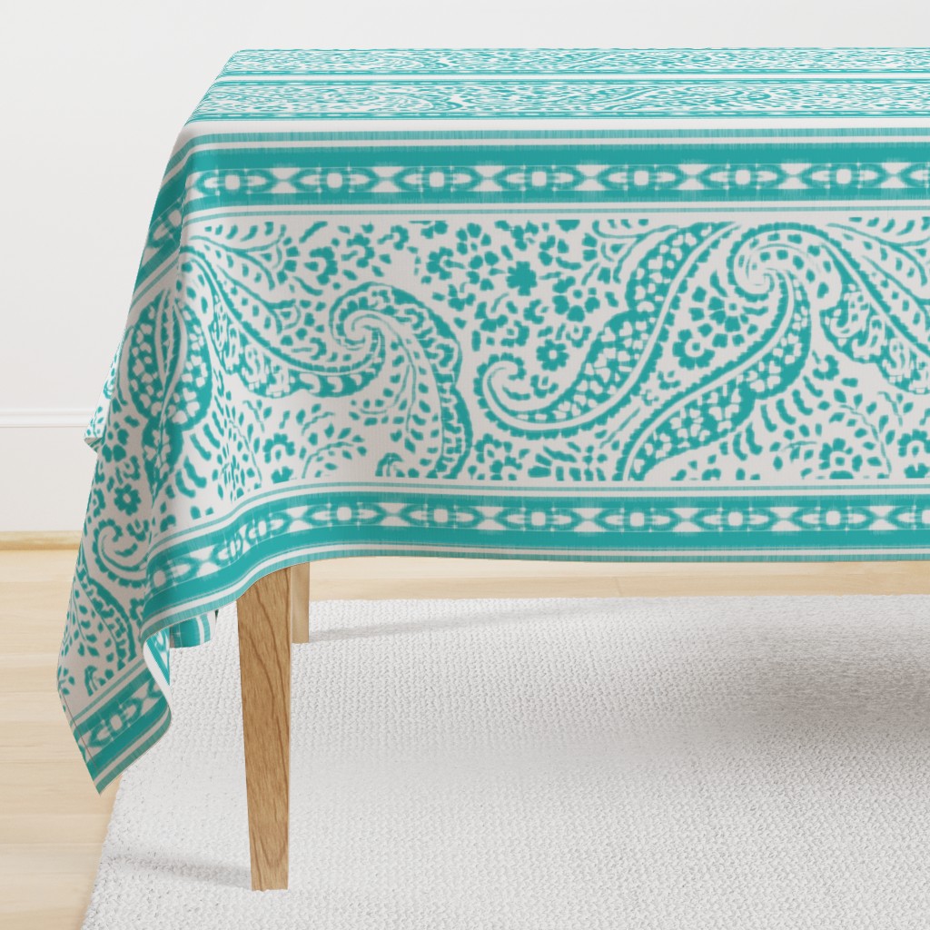 IKAT CACHEMIRE  TURQUOISE paisley stripe