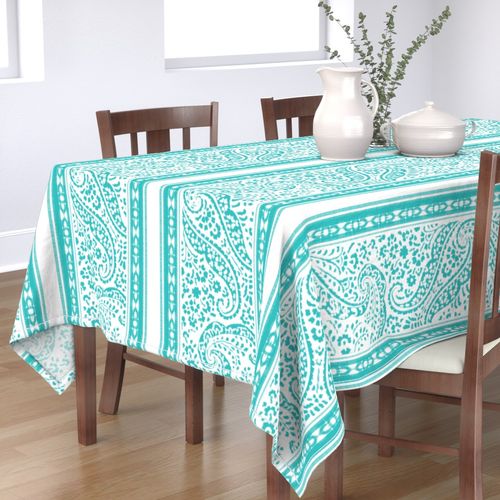 IKAT CACHEMIRE  TURQUOISE paisley stripe