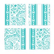 IKAT CACHEMIRE  TURQUOISE paisley stripe