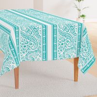 IKAT CACHEMIRE  TURQUOISE paisley stripe