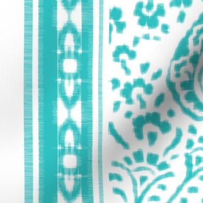 IKAT CACHEMIRE  TURQUOISE paisley stripe