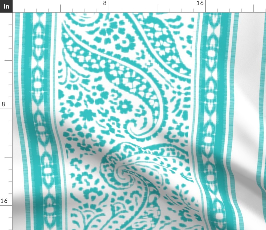 IKAT CACHEMIRE  TURQUOISE paisley stripe