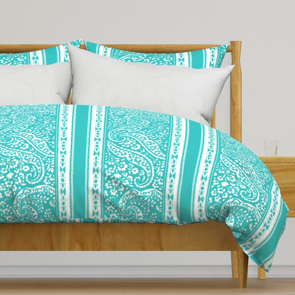 IKAT CACHEMIRE TURQUOISE paisley stripe