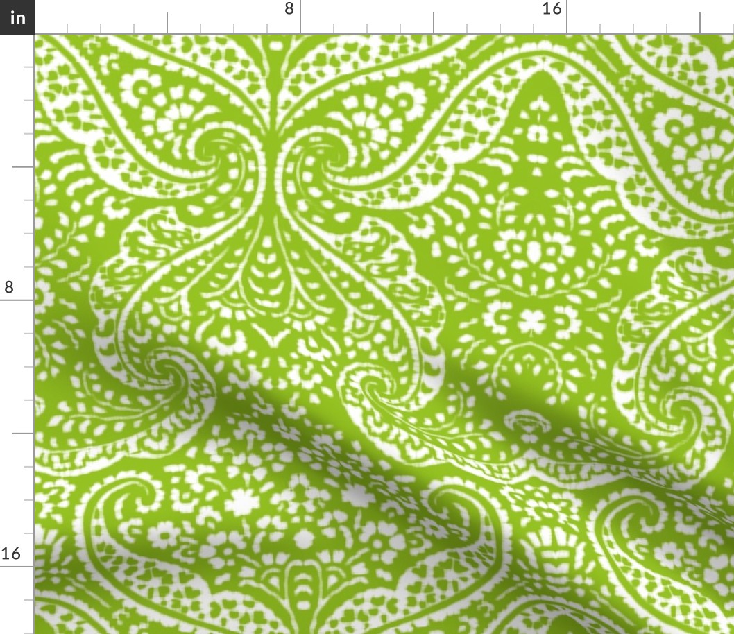 IKAT CACHEMIRE APPLE GREEN paisley