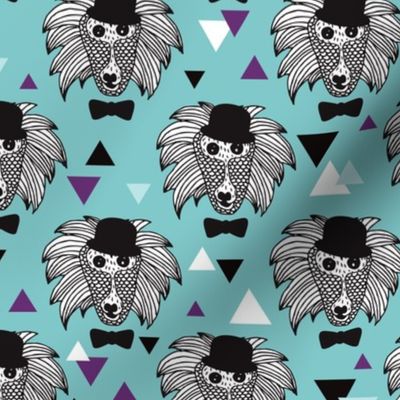 Woodland geometric raccoon doodle illustration pattern