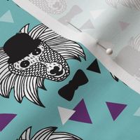 Woodland geometric raccoon doodle illustration pattern