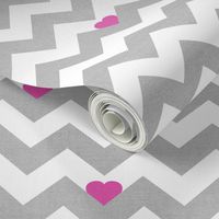 Heart & Chevron - Grey/Pink Canvas