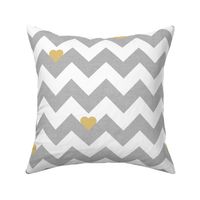 Heart & Chevron - Grey/Yellow Canvas