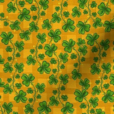 Painted Shamrocks On Caramel Gingham