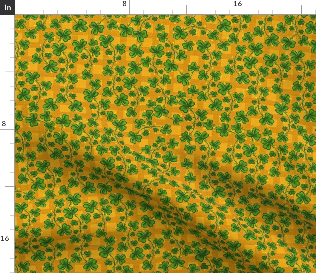 Painted Shamrocks On Caramel Gingham