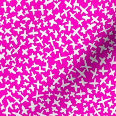 Brushed X's - Very Bright Pink Background