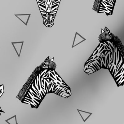 Zebra Faces - Slate Grey by Andrea Lauren