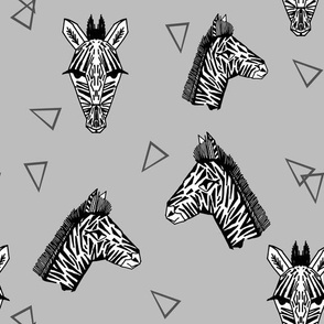 Zebra Faces - Slate Grey by Andrea Lauren