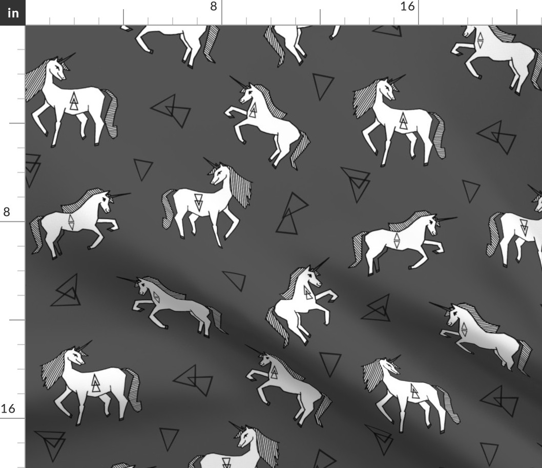 unicorns // charcoal unicorn girls sweet unicorn fabric