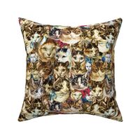 clowder of crazy cat heads fabric