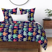 baby elephants and flamingos navy large railroaded