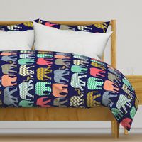 baby elephants and flamingos navy large railroaded