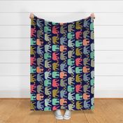 baby elephants and flamingos navy large railroaded