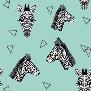 Zebras - Pale Turquoise by Andrea Lauren