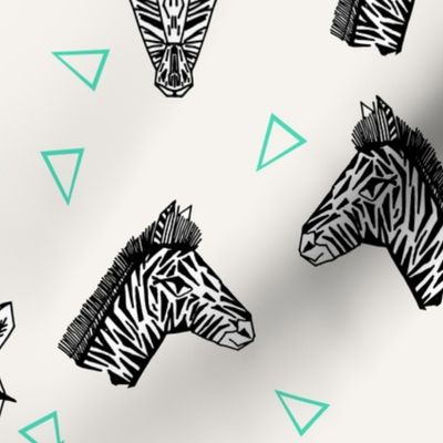 Zebras - Off-White/Jade by Andrea Lauren