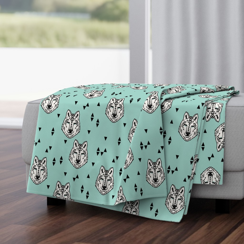 wolf // mint kids boys animal wolfs wolves wolf fabric for boys room