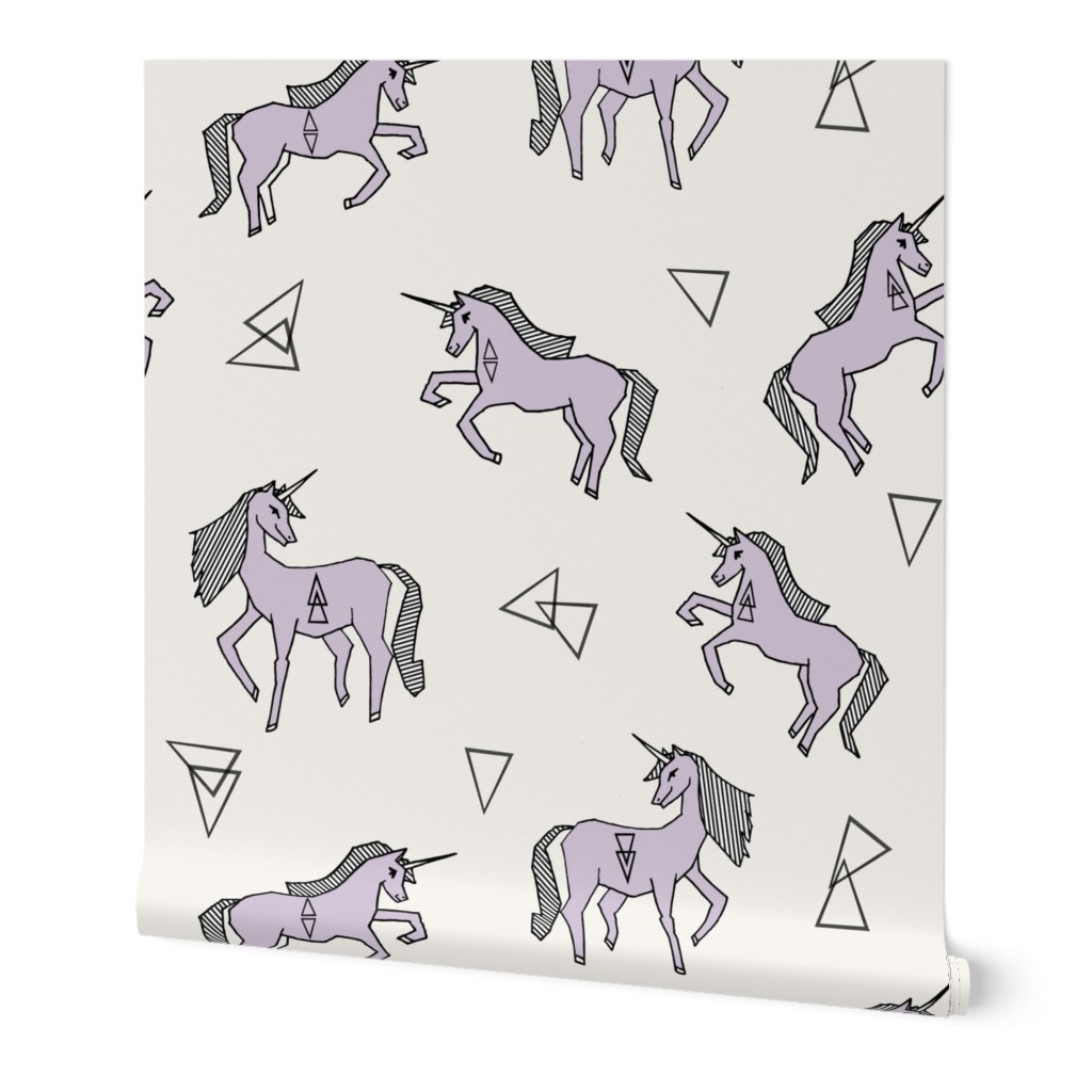 unicorns // unicorn pastel lavender off-white background girls sweet unicorn fabric